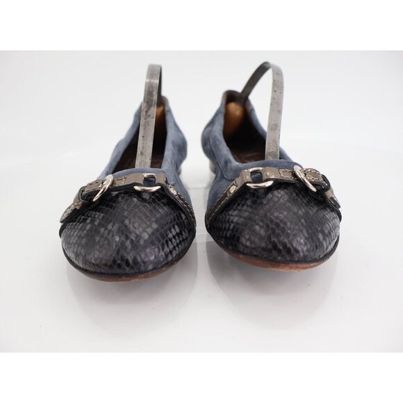 AGL Italy Monika Ballet Flat Women Size 36.5 6.5 Blue Leather Shoe Elegant Comfy - Picture 2 of 12